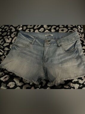 Washed Light Blue Denim Cutoff Shorts